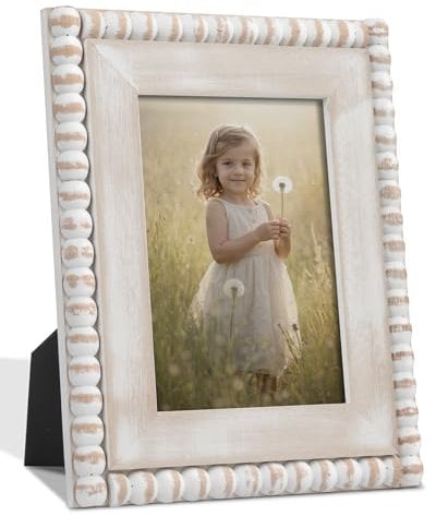 Afuly Bilderrahmen 13x18 Rustikal mit Holz Perlen Natürliches Massivholz Fotorahmen Desktop Wand Objektrahmen Weihnachten Hochzeit Geburtstag Geschenke für Frauen Freund Mama Paar Famile Oma