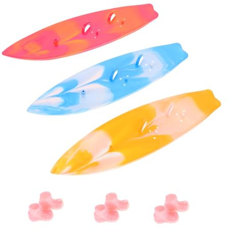 VICASKY 3 Stück Kleiner Surfbrett Modelle Für Puppen Farbige Surfbrett Deko in Blau Pink Gelb Detailreiche Miniatur Surfbretter Für Sammeln Fotografie Strand Und Partydekoration