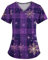 DHYUEN Arzt Kostüm Damen Dehnbar Weihnachtsshirt V-Ausschnitt Medizinische Berufsbekleidung Kasacks Damen Mit Kragen Christmas Damen Pflege Damen（3-Purple,4XL