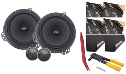 Option Lautsprecher Kit kompatibel mit Opel Vivaro B - 100% Plug & Play Front Lautsprecher-Set inklusive Dämmung, 165mm 2-Wege Komponenten-Lautsprecher mit hohem Wirkungsgrad