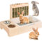 3 in 1 Extra große Kaninchen-Heu-Futterstation mit Katzentoilette, Hölzerne Hasentoilette, für große und mittelgroße Zwergkaninchen, Meerschweinchen, Chinchillas, Hamster, Frettchen, andere Tiere