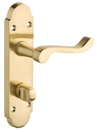 Designer Levers - Brora Lever Door Handle – 1 Pair - Brushed Brass - Bathroom Door Handle - with Thumbturn