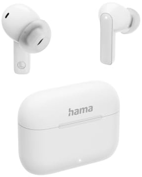 Hama Bluetooth Kopfhörer, kabellos, TWS, ANC, ENC, Bluetooth, Ladestation | Earbuds weiß, Active Noise Cancelling, In-Ears, USB-C Schnellladen, Headset, App-/Sprachsteuerung, Touch Control