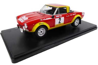 alles-meine.de GmbH FIAT 124 Abarth Spider Pinto Bernacchini Rally Portugal 1974 mit Sockel 1/24 Modell Auto mit individiuellem Wunschkennzeichen