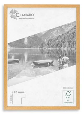 CLAMARO 'COLLAGE 20' Bilderrahmen 40x60 handgefertigt nach Maß | Eiche Windsor | Moderner 20 mm breiter slim Design MDF Holzbilderrahmen inkl. Acrylglas, Rückwand und Aufhänger