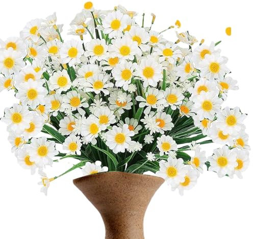 Generico Fiori di margherita artificiali all'aperto/interno, piante finte per all'aperto, fiori di plastica per interni, di imitazione per finestra/giardino/stanza/festival/festa/decorazioni
