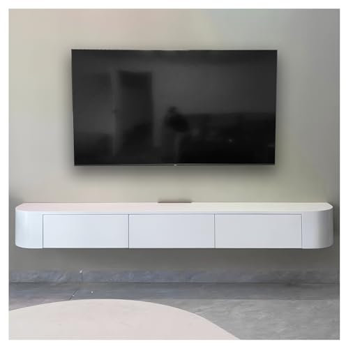 Meuble TV Flottant Meuble TV Mural De Salon Meuble TV Grande Taille Suspendu avec Tiroirs Console Multimédia TV Divertissement Moderne avec 3/4 De Rangement pour Maison(Blanc,3m)