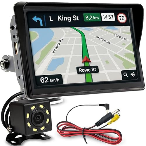 Retoo Carplay Display 7 Zoll, Multimediastation, Android Auto, Schwarz | WLAN und Kabel, HD-Rückfahrkamera, 360°-Halterung, Bluetooth 10–15 m, AirPlay, 1024 x 600 Touchscreen