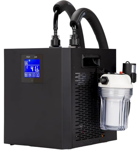 Enfriador de inmersión en frío con filtro externo y bomba, 1/3 HP para uso doméstico, sistema de recuperación de baño de hielo, 110 V, mangueras aisladas incluidas