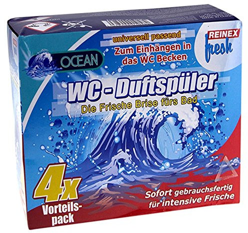 Reinex fresh WC-Duftspüler - vorbeugend gegen Urinstein und Kalksblagerungen - 4 Stück je mit Halterung