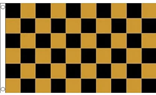 AZ FLAG - Drapeau Damier Noir et jaune or Avalanches - 150x90 cm - Drapeau À Damiers 100% Polyester Avec Oeillets Métalliques Intégrés - Pavillon 110 g