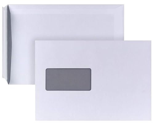 MADE IN GERMANY 25 Briefumschläge C5 haftklebend mit Fenster CS Webkontor - Umschläge aus 90 g/m² Kraftpapier - C5 Umschlag in weiß für Briefe, Geschäftspost, tägliche Korrespondenz, Mailings usw.