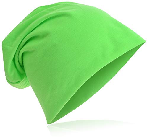 Gorro de punto grande, estilo beanie, largo, unisex, unicolor, para hombres y mujeres, moderno verde hierba talla única