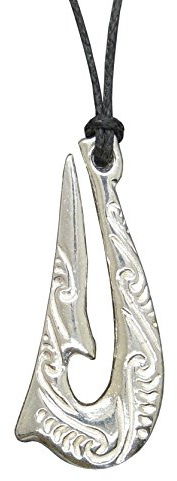 Kiwi Maori Fisch Haken Anhänger, Mawhera Fisch Haken, Neuseeland Halskette, In Neuseeland Entworfen, Hand Gegossen, von William Sturt, aus Bleifreiem Deutschem Zinn
