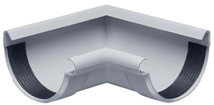 INEFA Rinnenwinkel 90 Grad halbrund Innenwinkel, PVC NW125 / 125mm Grau Wulst innen, Verbindungsstück Dachrinnenzubehör, einfache Montage
