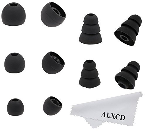 ALXCD Ear Tip for LG HBS Series Earphone, (S/M/L) 3 Pairs & (S/L) 2 Pairs Triple Flange Silicone Replacement Earbud Tips, Fit for LG HBS-750 770 800 810 900 910 Tone Pro Ultra Infinim [5 Pair](Black)