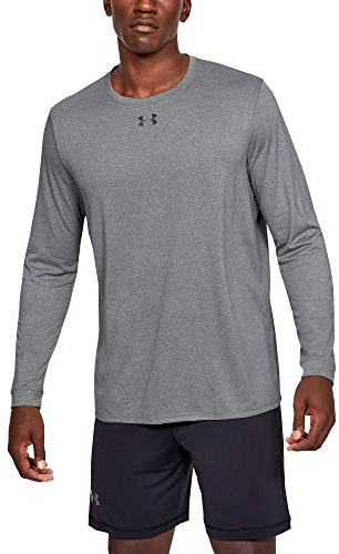 Under Armour Men's UA Locker 2.0 Long Sleeve Shirt (Medium, True Gray Heather-Black)