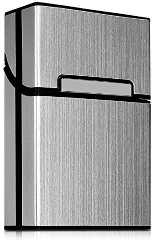 kwmobile Zigarettenetui Zigarettenbox Hülle für Zigaretten - Zigaretten Etui mit Magnetverschluss - Aluminium Beschichtung Silber