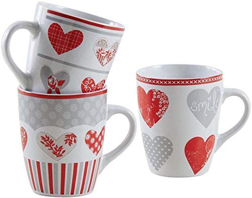 Mug en grès coeur rouge (Lot de 3)