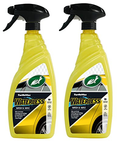 Turtle Wax 53143 Wash & Wax Waterless Car Cleaning Spray - 1 Step Car Shampoo Without Water (2 x 750ml)