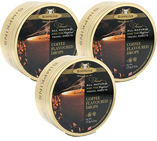 Simpkins Coffee Flavoured Travel Sweets 200g Tin (Pack of 3)