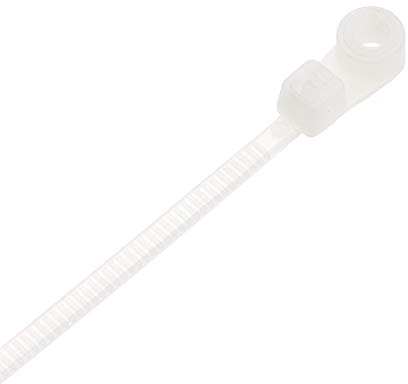 sourcing map Lot de 50 serre-câbles en nylon, collier de serrage plastique reutilisable, attache de câble avec trou de vis de 15,2 cm Blanc