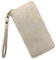 Grand portefeuille pour femme à fermeture éclair en cuir synthétique élégant spacieux spacieux avec porte-monnaie, idée cadeau, beige, Élégant
