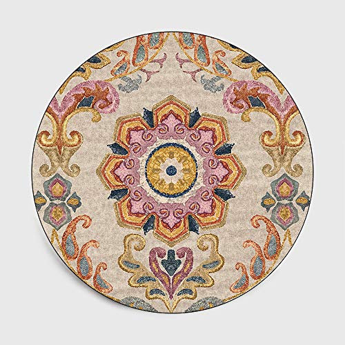 Nicole Knupfer Mandala Runde Teppich Vintage Boho Waschbar Teppich für Wohnzimmer Schlafzimmer Badezimmer Küche Beach Dekor (M,Durchmesser: 140cm)