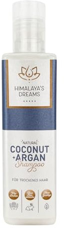 Himalaya´s Dreams Ayurveda Haarpflege Shampoo [NATURKOSMETIK BIO VEGAN] 200ml, Ohne flüssige Silikon Sulfate und Parabene, für trockenes Haar, Bio-Kokosöl, Arganöl (Coconut+Argan)
