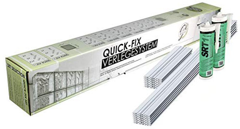 QUICK-FIX Verlegesystem für 50 Glassteine (19 x 19 x 8 cm) für den Außenbereich geeignet - Glasbausteine schnell und einfach verlegen