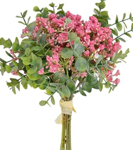 huaao 12 Stück Künstliche Blumen Schleierkraut Künstlich Gypsophila Kunstblumen Perfekt für Hochzeits Dekoration Zuhause Party Dekor Blumenstrauß(Rosa)