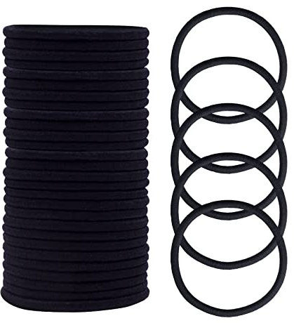 HXC 100pcs Black Elastic Hair Bands, Small Elastic Hair Bobbles For Women, 2mm Thin Hair Tie for Kids, Soft Hair Bands withou Metal, Elastic Ponytail Holder