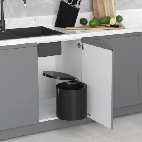 FittingsCo Kitchen Swing Out Waste Bin With Automatic Lid 10 Litre Capacity 2 Colour Options (Black)