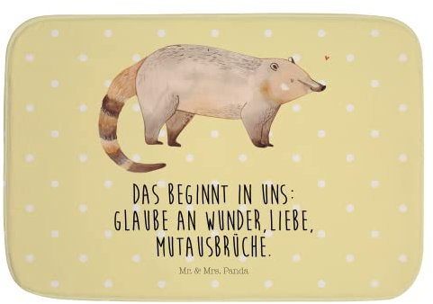 Mr. & Mrs. Panda Badvorleger Nasenbär - Geschenk, Duschmatte, Nasenbären, lustige Sprüche, Duschteppich, Tiermotive, Badteppich, Duschvorleger, Gute