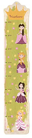PrintPlanet® - Holz-Messlatte-Schmal mit Namen gestalten - Messlatte für Kinder personaliseren - Motiv: Prinzessin