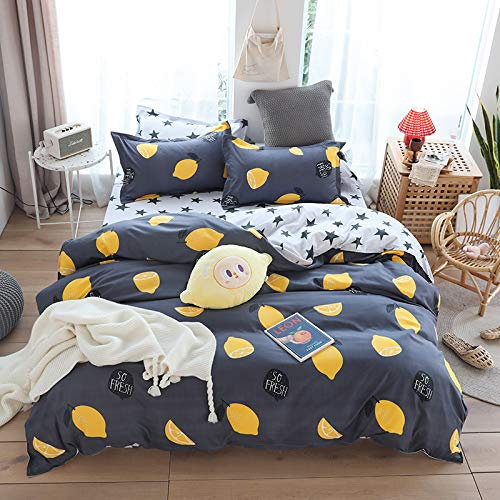RFFLUX 3D süß Obst Zitrone Bettwäsche Set 135x200 cm 2teilig mit Reißverschluss Weiche und Angenehme Schlafkomfort Microfaser Bettbezug Kinderbettwäsche mit Kissenbezug 80x80 cm