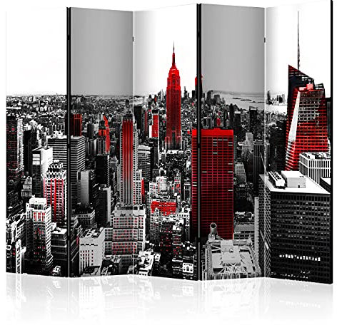 murando Akusticher Raumteiler New York Foto Paravent 225x172 cm beidseitig auf Vlies-Leinwand Bedruckt Akustikschaum Trennwand Spanische Wand Sichtschutz Home Office Amerika Stadt USA d-A-0073-z-c