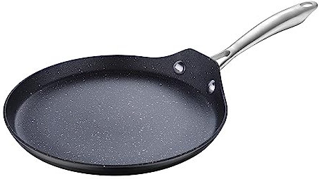 MasterPro Vital Forged Aluminium 24cm/9.5” Griddle Pan, Durable Quick Heating Pan with Stainless Steel Handle, Durable Cookware for All Hob Types, Dishwasher Safe