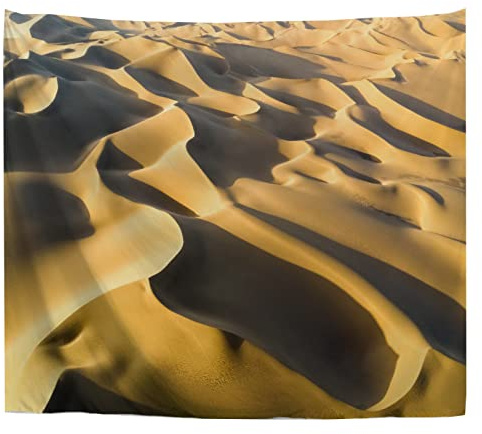 A.Monamour Wandteppich Goldenes Sanddünen Panorama Stoff Tuch Tapisserie Wandbehang Wanddeko Wandkunst Wandbilder Wandtuch für Wohnzimmer Schlafzimmer 130x153cm