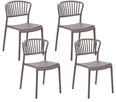 Beliani Kunststoffstühle beige Taupe 4er Set für den Innen- und Außenbereich Gela