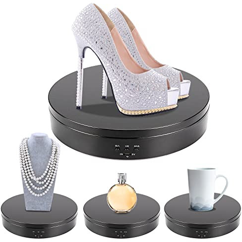 Leadleds Plato giratorio eléctrico, 19,5 cm, plato giratorio eléctrico de 360 grados, soporte para fotografía, joyas, relojes, productos digitales, color negro