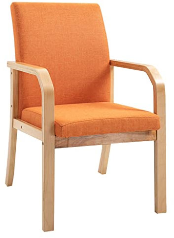 GIZNXBA Esszimmerstühl Grau, Esszimmerstühle Mit Armlehne Küchenstuhl Holz Polsterstuhl Esszimmer Freizeit Modernes Wohn-Esszimmer Küchenstuhl Aus Stoff Mit Holzbeinen (Color : Orange)