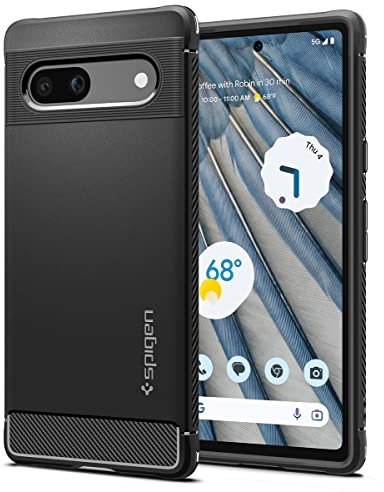 Spigen Rugged Armor Hülle Kompatibel mit Google Pixel 7a -Schwarz