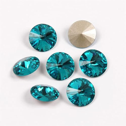 1122 DIY Crafts Fancy Stones Glas-Strasssteine Kristall Spitze Rückseite Strasssteine zum Aufnähen für Handarbeiten-Blauer Zirkon, 14 mm, 8 Stk