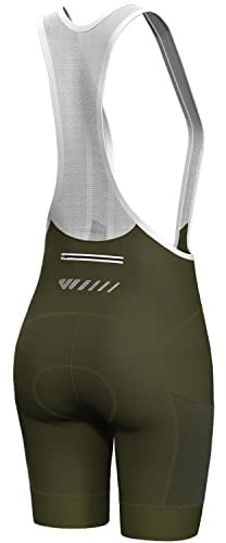 Lo.gas Fahrradhose Damen Gepolstert Mit TräGer Fahrrad TräGerhose Damen Bib Shorts Fahrradhose Schnell Trocknende StoßFeste Fahrradunterhose Mit 4d Polster Tasche Pitch Grün S