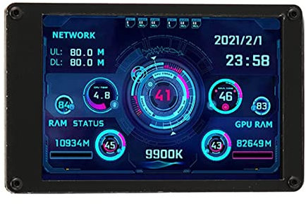 Dpofirs Computer-Temperaturmonitor, 3,5-Zoll-IPS-USB-Bildschirm, PC-Sensor-Panel-Display, PC-Temperaturanzeige für PC-Gehäuse, für Linux RPi Wins