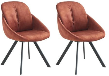 Vente-unique-Stuhl mit Armlehnen 2er-Set - Samt & Metall - Terracotta - BUSSELTON