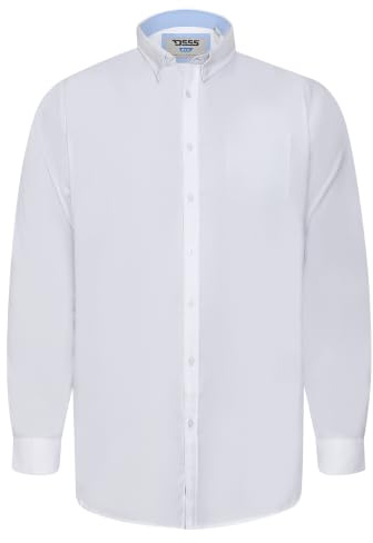 D555 Men's Plus Size Richard Basic Oxford Long Sleeve Shirt in 5 Colours 2XL to 6XL