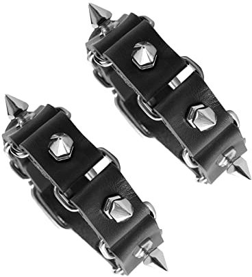 Eigso 1 Paar Punk Leder Manschettenarmband Set für Männer Frauen Nieten Spikes Retro Armbänder für Mann Frau