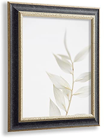 Rahmen Kjell für Bild 60x50cm Schwarz Silber mit Acrylglas | Bruchsicheres 1mm Acrylglas Antireflex und 2,5mm weiße MDF-Rückwand